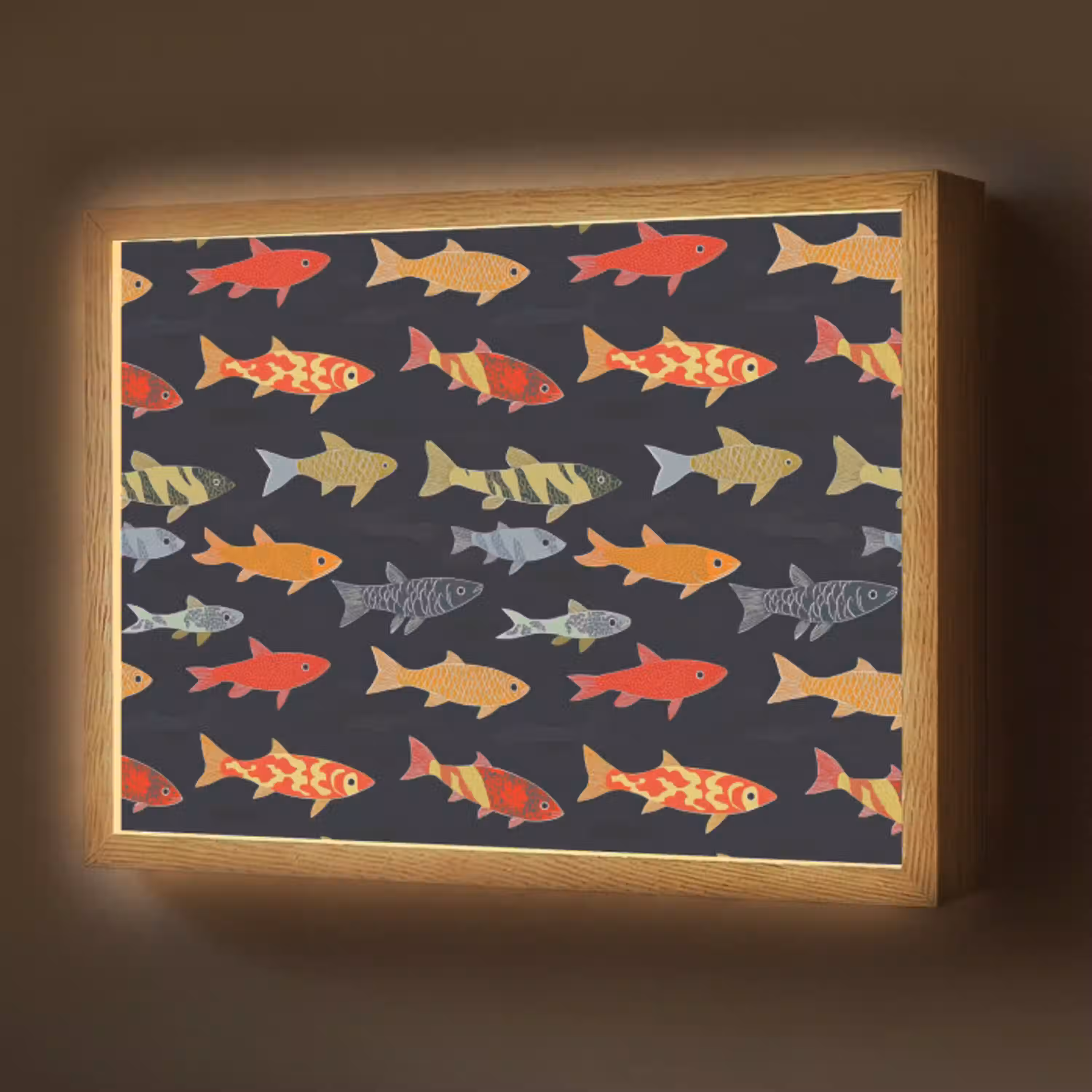 Vissen - Patroon - Kleurrijk Light Box met batterij (Wandlamp) middel 907 -z3d_website