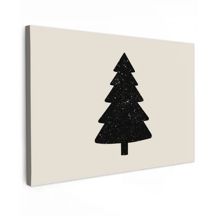 Kerstboom - Zwart - Feestdagen - Beige canvas 2cm klein -z3d