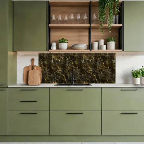 Zwart - Marmer - Goud keuken achterwand 2 middel 871 -sfeer3