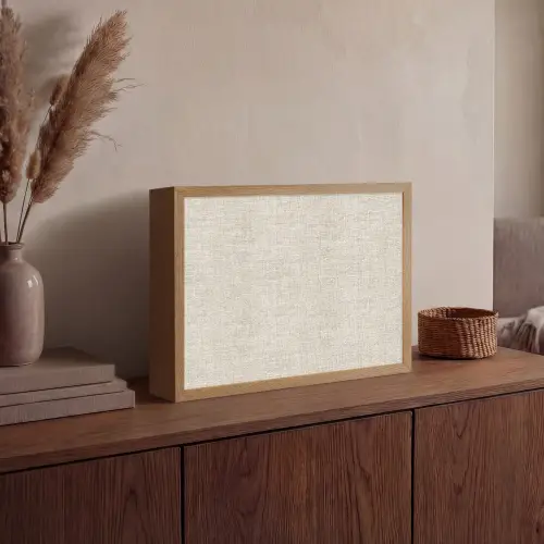 Linnen - Textuur - Beige Light Box met batterij (Wandlamp) middel 907 -sfeer2
