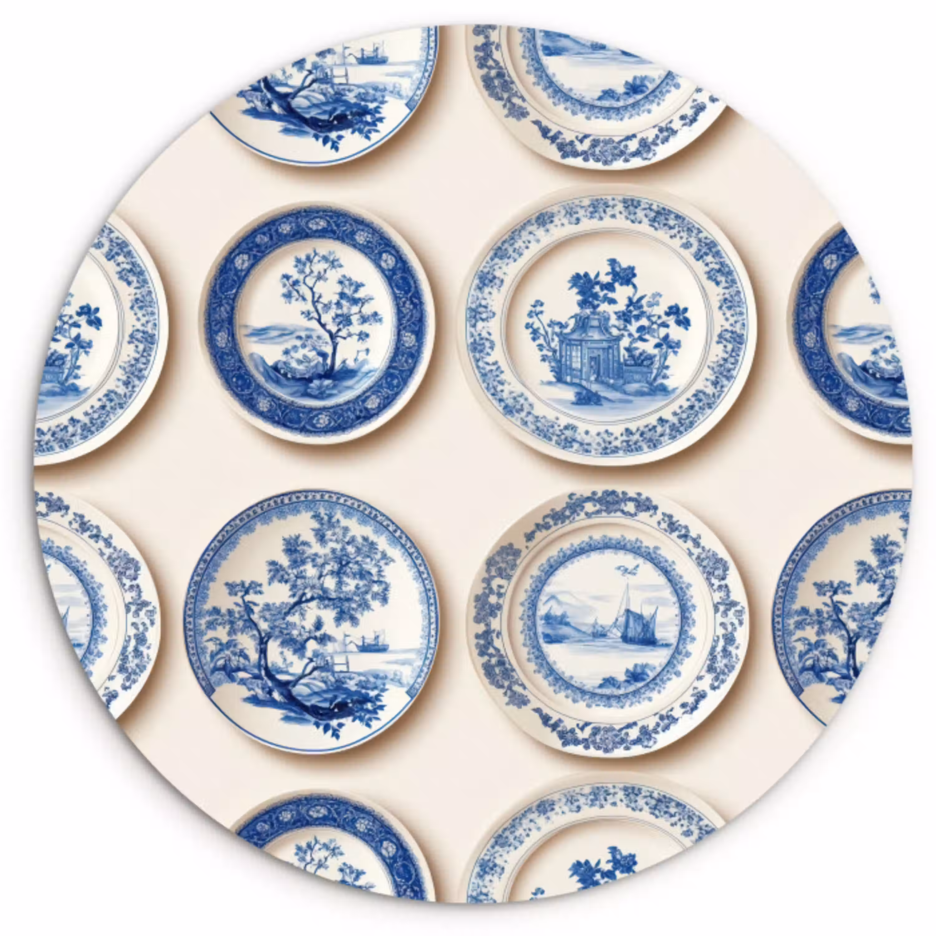 Borden - Bomen - Planten - Blauw Wandcirkel kunststof plaat 5mm dik klein 188 -3d
