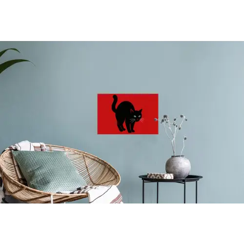 Kat - Zwart - Staart Muursticker klein -plant