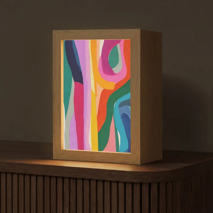 Abstract - Kleurrijk - Golven - Lijnen Light Box met kabel (Tafellamp) klein -z3d_website