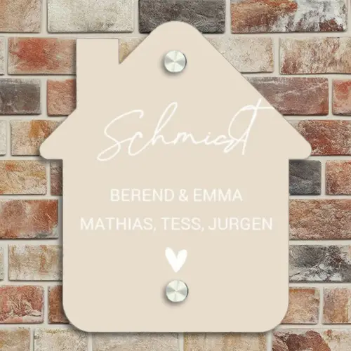 Effen - Beige - Sierlijk Naambord Huisje klein -sfeer6
