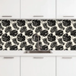 Modern - Monstera - Zwart keuken achterwand 2 middel 871 -3d