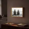 Vrouwen - Zonnehoed - Strand - Zwart - Wit Light Box met batterij (Wandlamp) middel -sfeer1