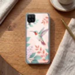 Kolibrie - Vliegen - Natuur - Illustratie - Kleurrijk Telefoonhoesje Samsung Galaxy A12 klein -sfeer1