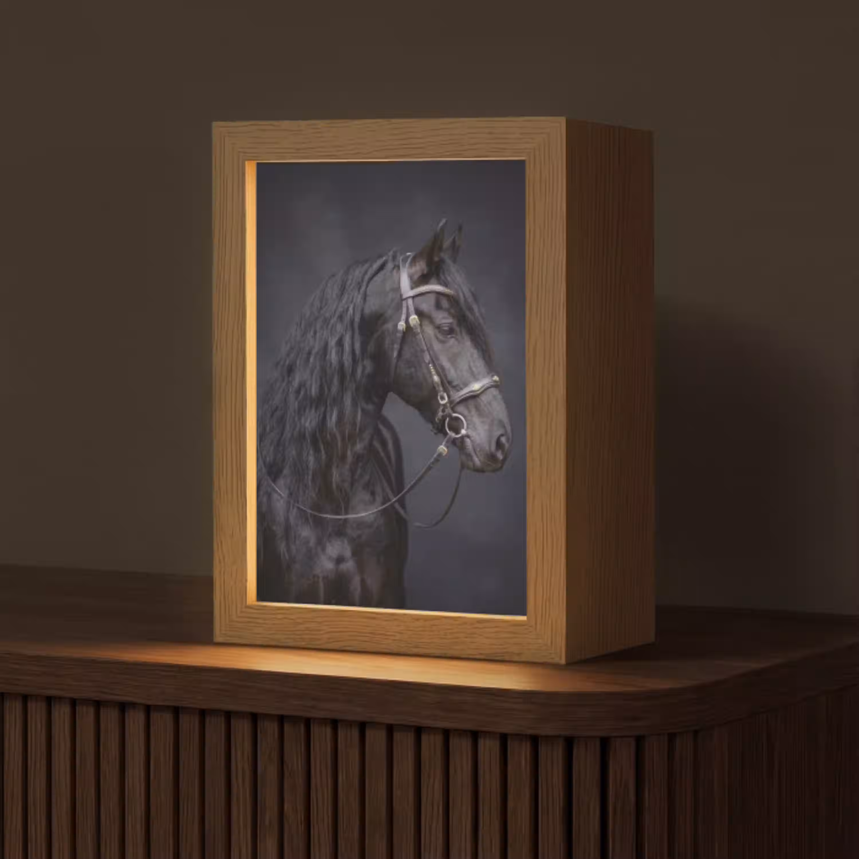 Portret - Paard - Donker Light Box met kabel (Tafellamp) klein -z3d_website