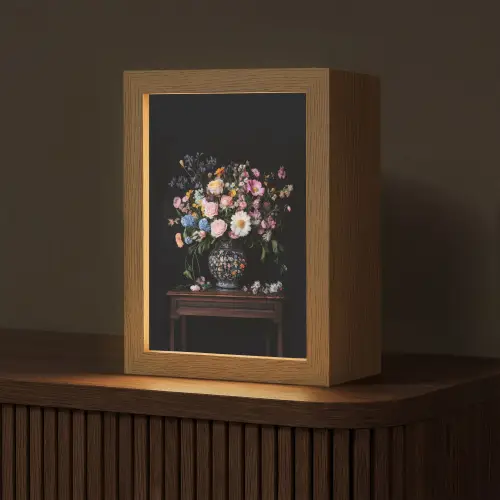 Bloemenvaas - Hout - Bloemen - Boeket Light Box met kabel (Tafellamp) klein -z3d_website