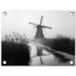 Molen - Weerspiegeling - Landschap - Water tuinposter los doek klein -3d