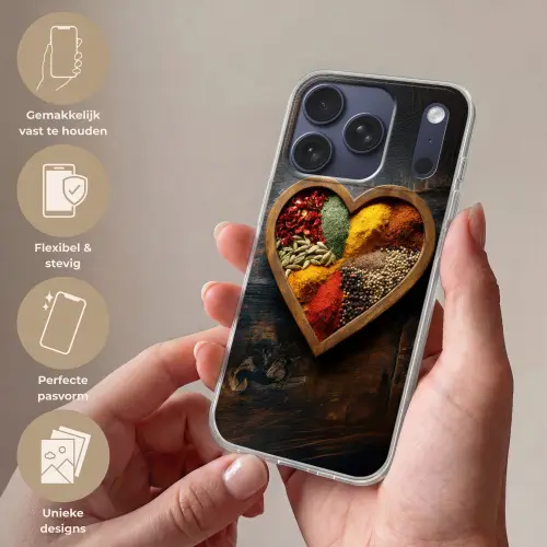 Houten - Hart - Kleurrijke - Specerijen Telefoonhoesje iPhone 17 Pro klein -sfeer3_NL
