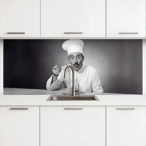 Chef - Spaghetti - Pasta keuken achterwand 2 middel -3d