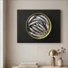 Sardines - Vissen - Rond - Zwart Textielframe - compleet frame klein -sfeer2