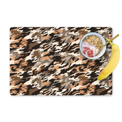 Camouflage - Patroon - Beige - Bruin Placemat vinyl groot 368 -zzzproduct_Kitchenyeah-website