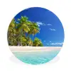 Strand - Zee - Palmboom - Zon - Zomer Wandcirkel kunststof plaat 5mm dik klein -3d