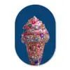Ijsje - Hoorntje - Steentjes - Blauw Wandcirkel Ovaal Glas middel -3d