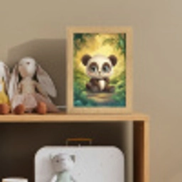 Panda - Cartoon - Bamboebos - Zwart Light Box met kabel klein -sfeer2_kind
