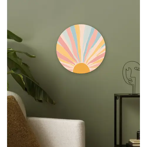 Illustratie - Zon - Pastelkleuren Wandcirkel plexiglas klein -sfeer3