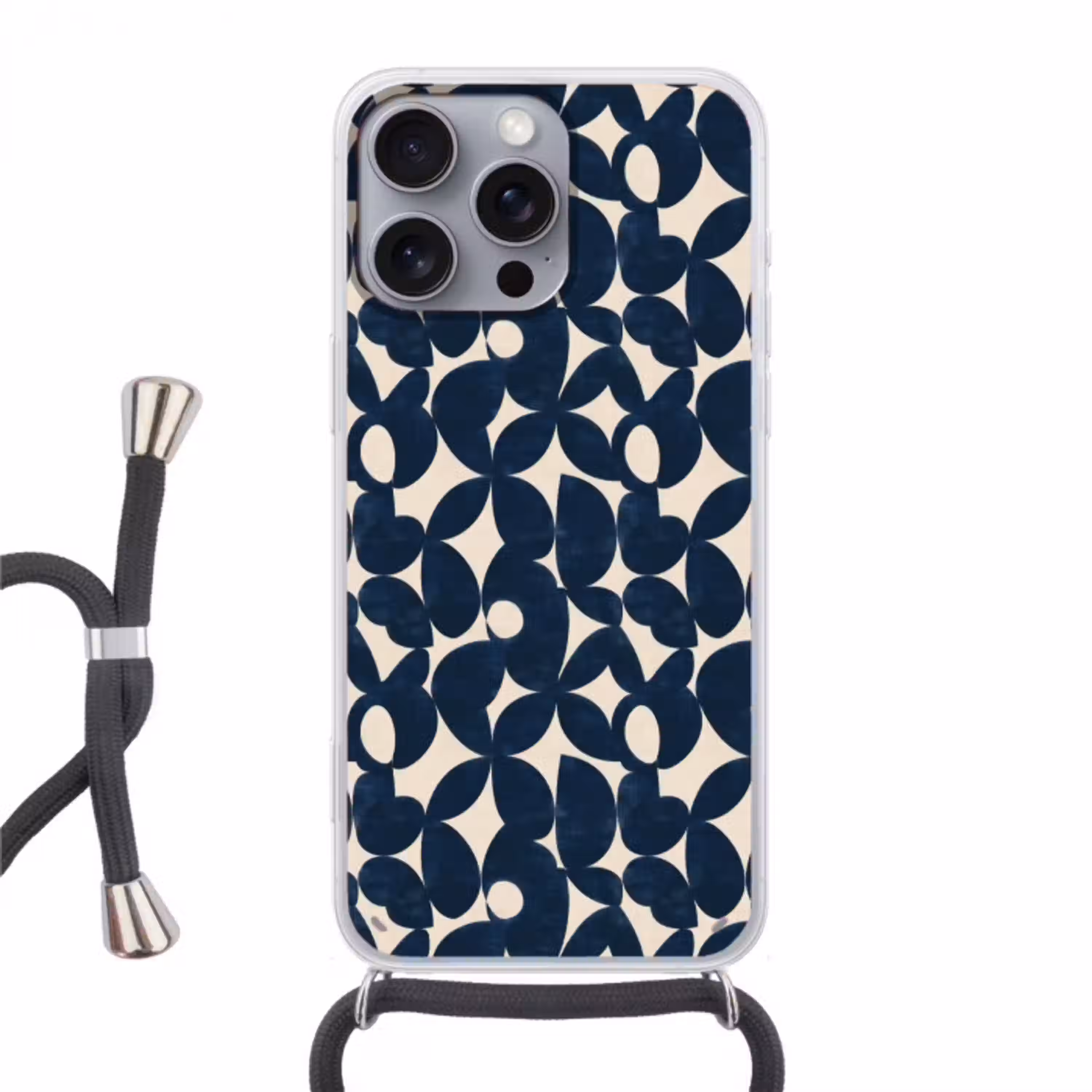 Modern - Geometrisch - Blauw Hoesje iPhone 16 Pro Max met koord klein 804 -3d