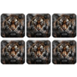 Tijger - Dieren - Portret - Luxe - Zwart onderzetter kurk middel -zkaufland3dotto