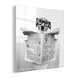Hond - Krant - Toilet - Zwart wit - Dieren plexiglas 5mm klein -z3d