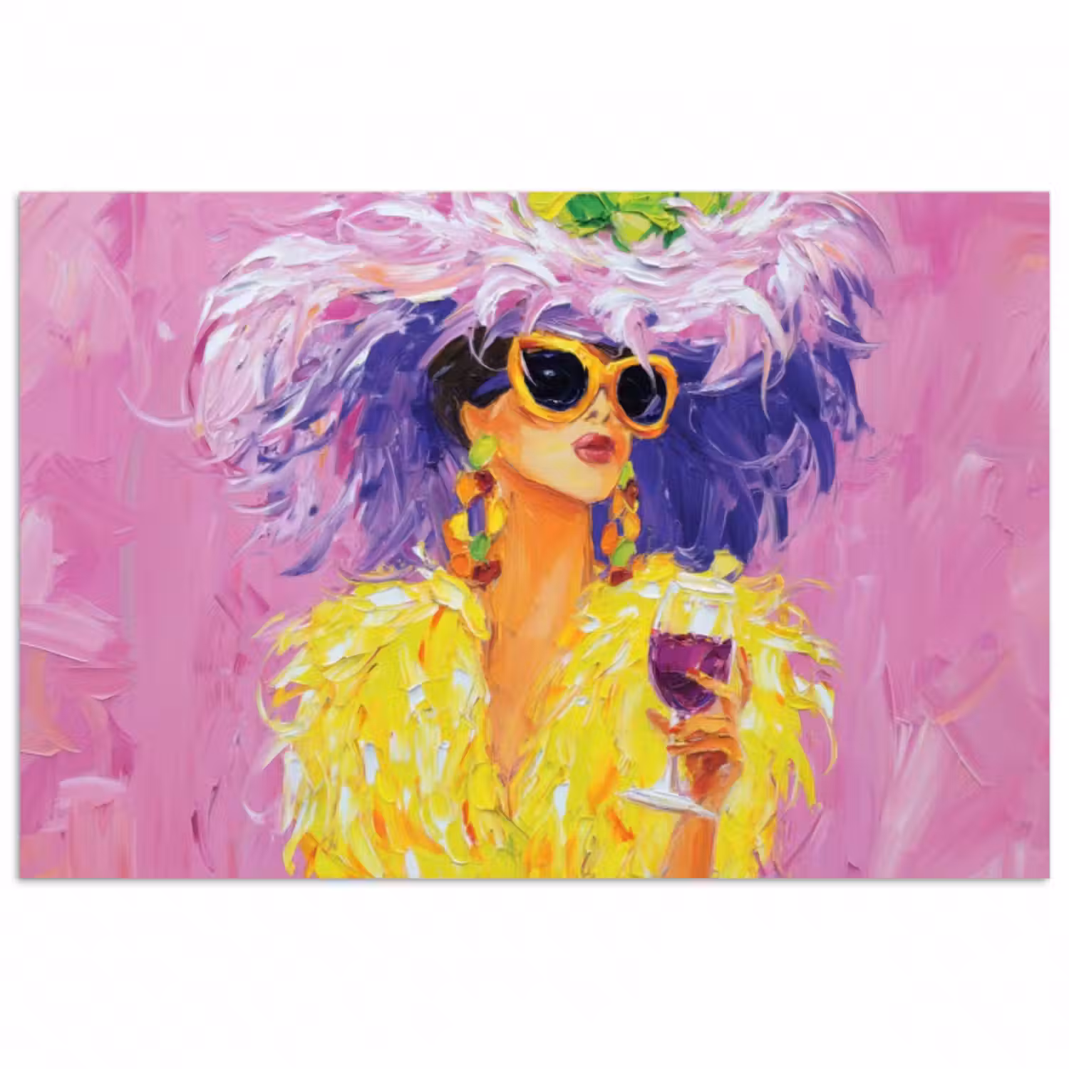 Poster - Sonnenbrille - Frau - Mantel - Federn