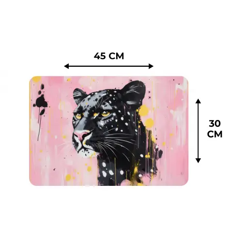 Zwart - Panter - Roze - Abstract Placemat vinyl groot -specs
