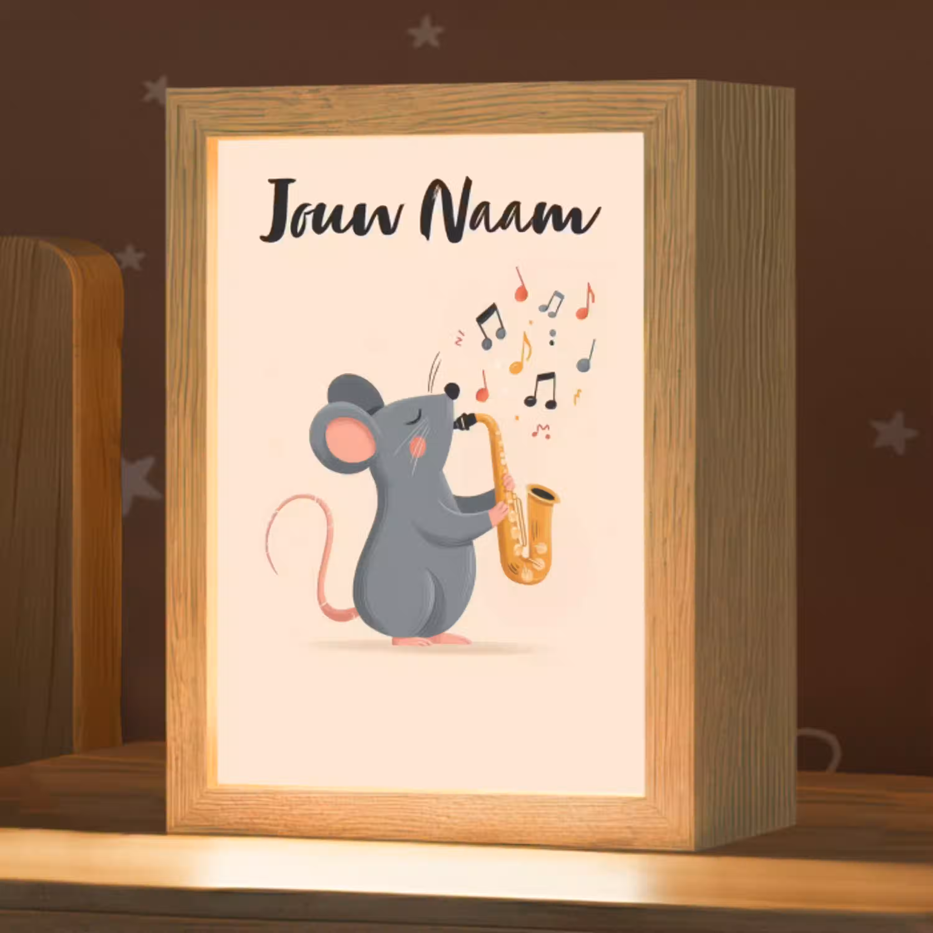 Muis - Saxofoon - Muzieknoten Light Box met kabel (Kinderlampje) klein -zzz_3d_website