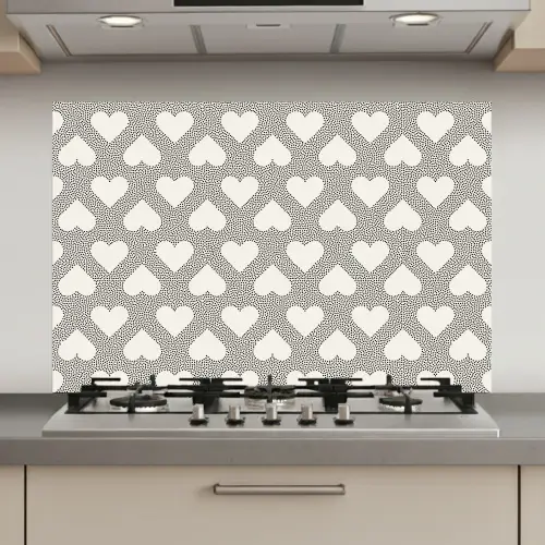 Stippen - Hart - Zwart - Wit keuken achterwand spatscherm klein 900 -3d_website