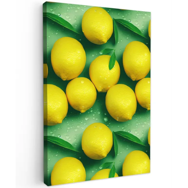 Citroenen - Geel - Groen - Druppels Tuinposter op houten frame 2 cm dik klein 841 -3d