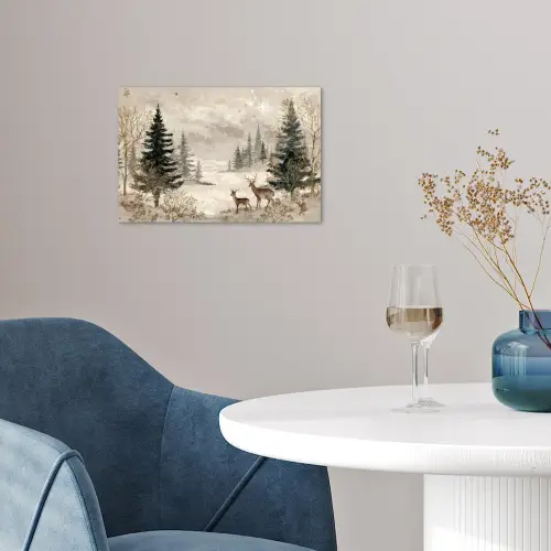 Bos - Herten - Winter - Sneeuw poster papier klein -sfeer3