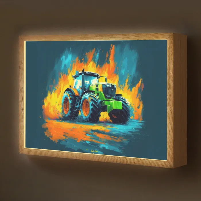 Abstract - Tractor - Groen Light Box met batterij (Wandlamp kind) middel -z3d_website