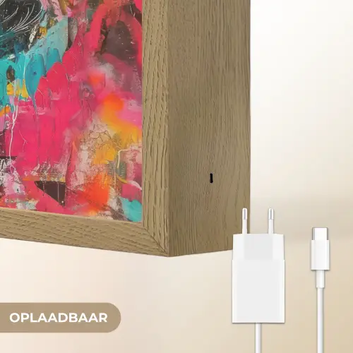 Vrouw - Kauwgom - Graffiti - Neonkleuren Light Box met batterij (Wandlamp) middel -USP_websiteoplaadbaarNL