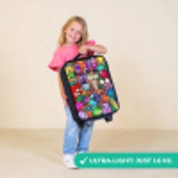Monsters, bloemen en ijsje patroon Kinderkoffer - Zwart klein -sfeer2_UK