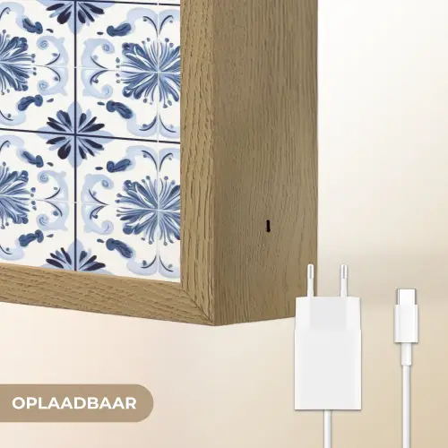 Patroon - Tegel - Blauw Light Box met batterij (Wandlamp) middel 907 -USP_websiteoplaadbaarNL