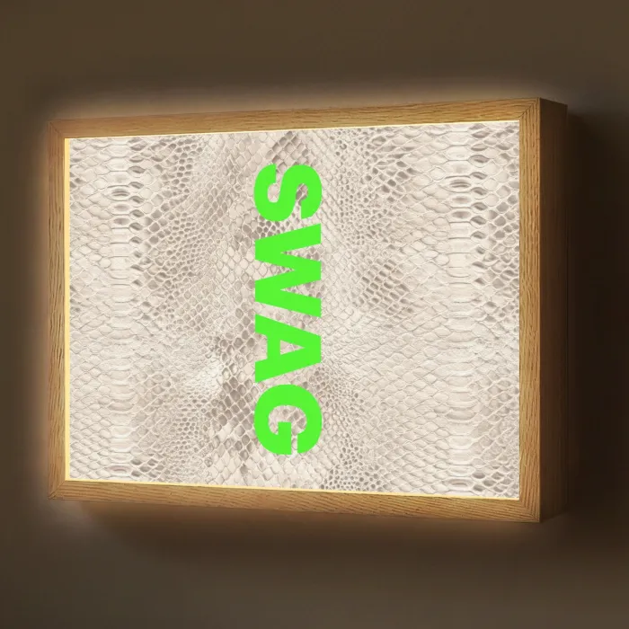 Slangenprint - SWAG - Neon - Groen Light Box met batterij (Wandlamp) middel -z3d_website