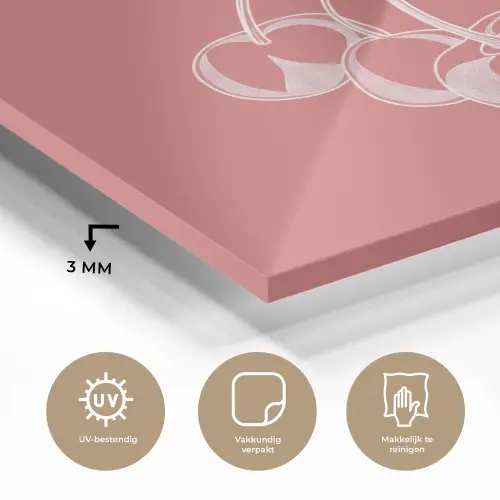 Lijnillustratie - Kersen - Tak - Wit plexiglas 5mm klein -sfeer2