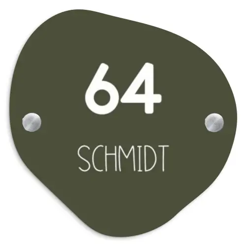 Donkergroen - Modern Naambord Organisch middel -3d