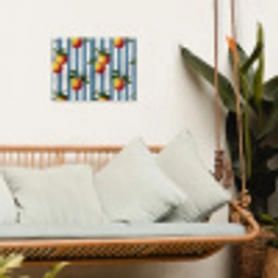 Strepen - Citroen - Blauw tuinposter los doek klein 239 -sfeer7