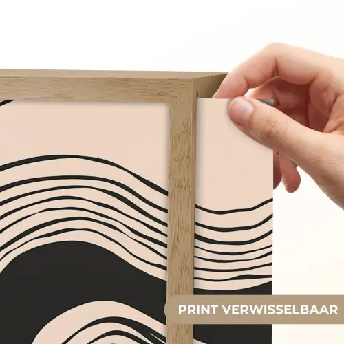 Golven - Zwart - Zandkleur Light Box met batterij (Wandlamp) middel -USP_websiteprintNL