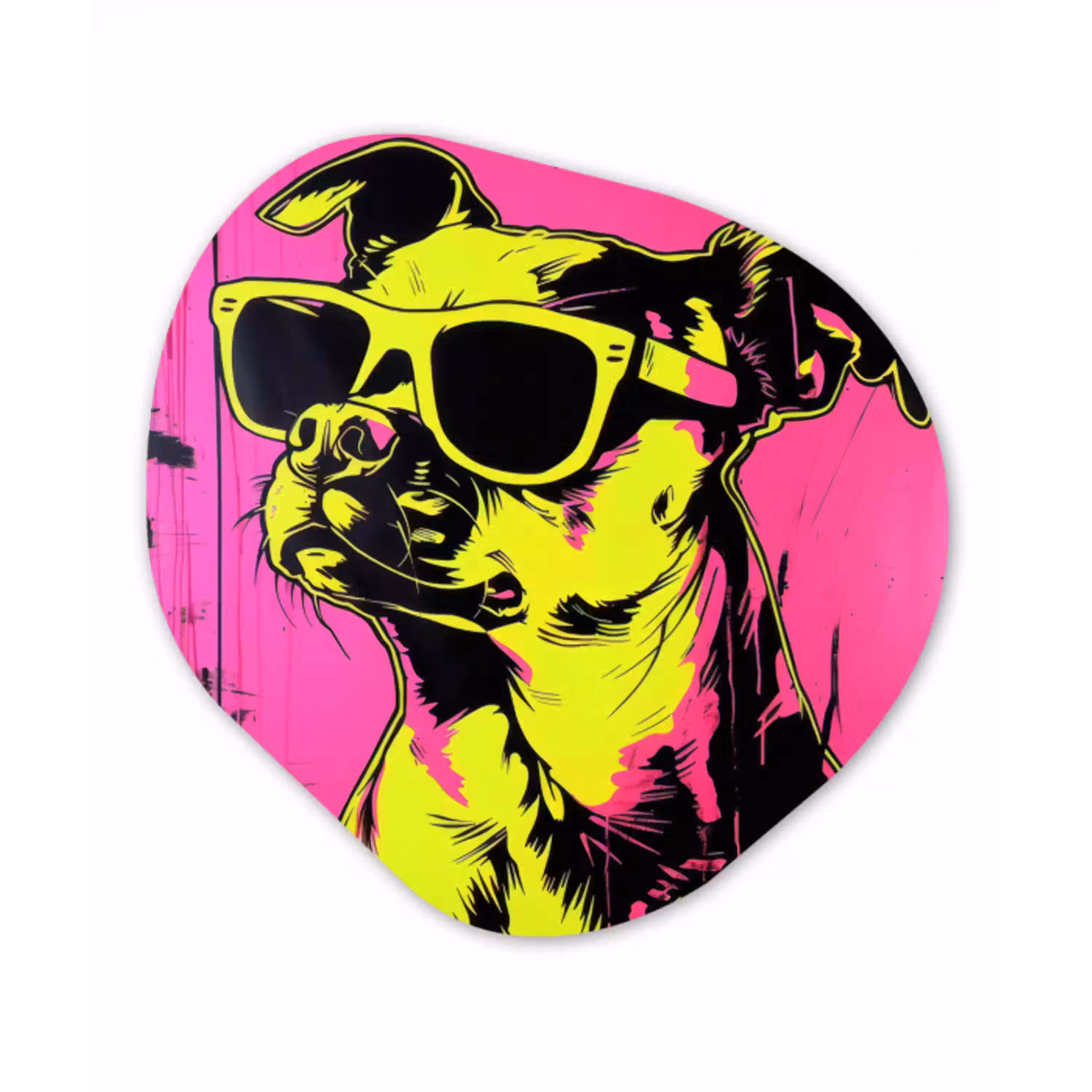 Hond - Zonnebril - Roze - Art Wandcirkel Organisch Plexiglas middel -3d
