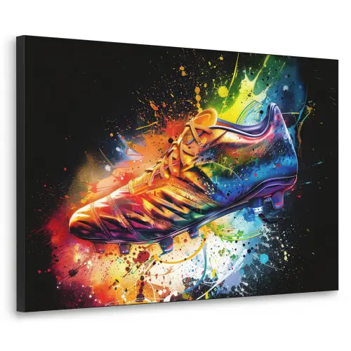 Graffiti - Sport - Voetbal - Schoen - Verf Textielframe zwart klein -3d
