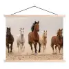 Kudde paarden - Stofwolk - Bruin - Zwart textielposter latten blank klein -3d