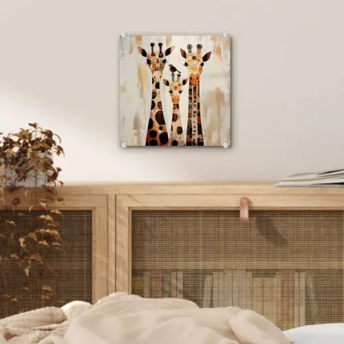 Giraffen - Cartoon - Crème plexiglas 5mm klein -sfeer4