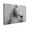 Vrouw - Masker - Wijn - Sigaret Tuinposter op houten frame 2 cm dik klein -3d