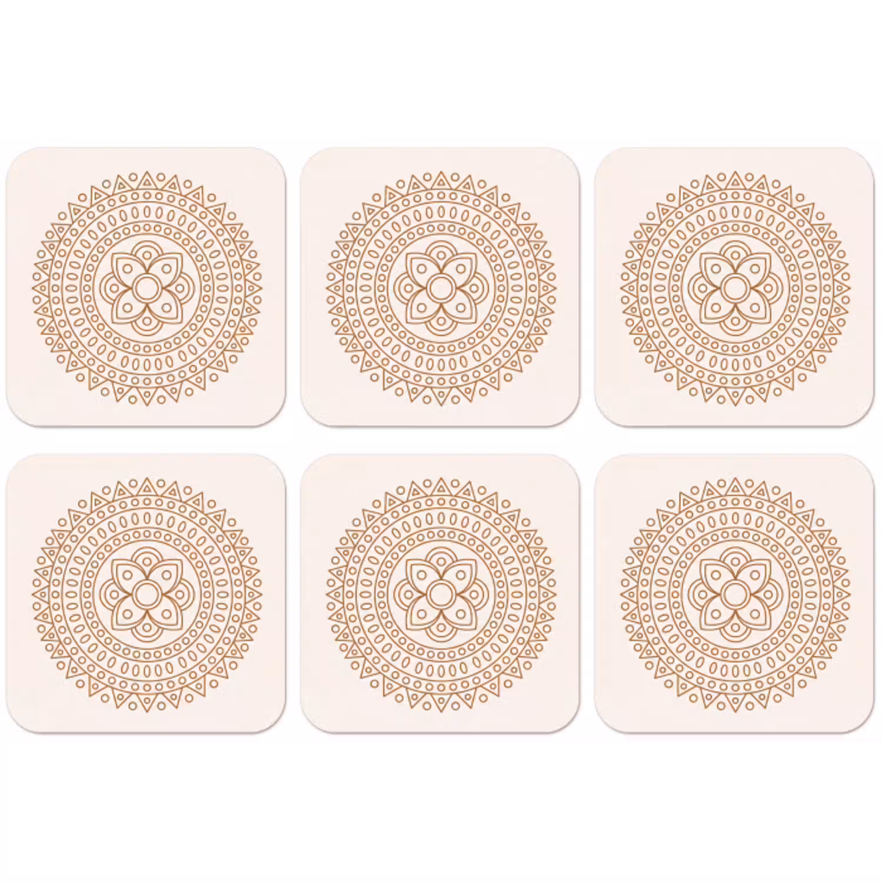 Mandala - Geometrisch - Abstract - Oosters - Bruin onderzetter kurk middel -zkaufland3dotto