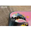 Vogel - Roze - Geel - Blauw Placemat vinyl groot -closeup