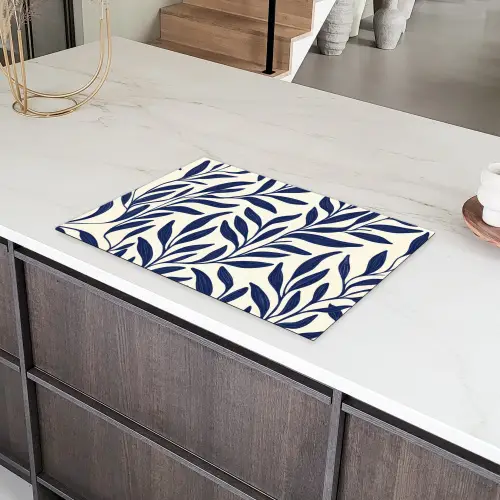 Bladeren - Klimop - Donkerblauw Inductie beschermer vinyl 3mm klein -sfeer8