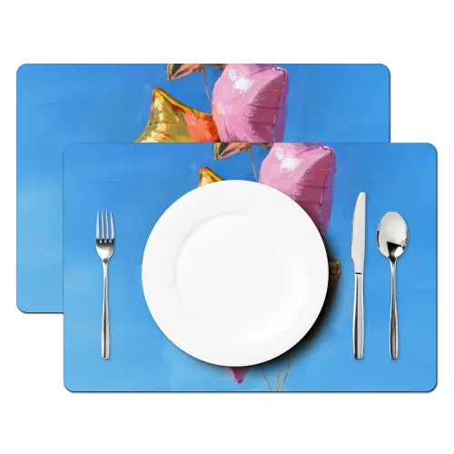 Ballonnen - Goud - Stervorm - Roze Placemat vinyl groot -zzsfeer2_Kitchenyeah-website
