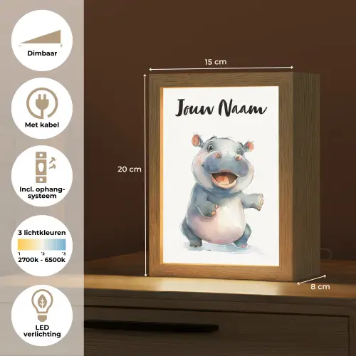 Nijlpaard - Baby dier - Dieren Light Box met kabel (Kinderlampje) klein -USP_NL